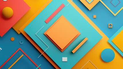 Leinwandbilder - Abstract geometric shapes in vibrant colors with space for text in the center