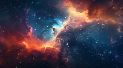 Wall Mural - spectacular space nebula with brilliant colors and galactic clouds - detailed deep space scene ideal