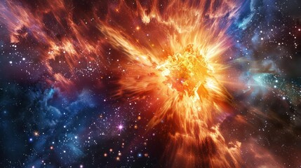 Wall Mural - a supernova explosion with radiant colors and powerful shockwaves.