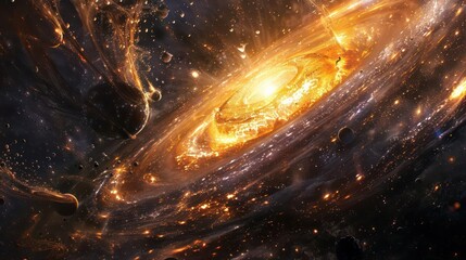 Wall Mural - an ancient galaxy collision, creating a chaotic yet beautiful scene.