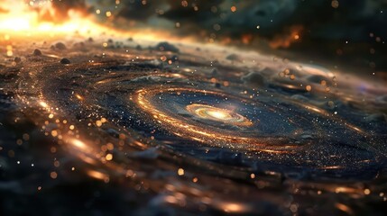 Wall Mural - a stunning cosmic lens effect, magnifying a distant galaxy.