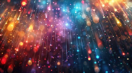 Wall Mural - a stunning cosmic rain of bright, colorful particles.