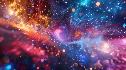 Wall Mural - a stunning cosmic rain of bright, colorful particles.