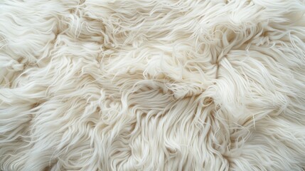 Sticker - Texture of white fluffy wool for designers close up of natural fur background with light long animal fur