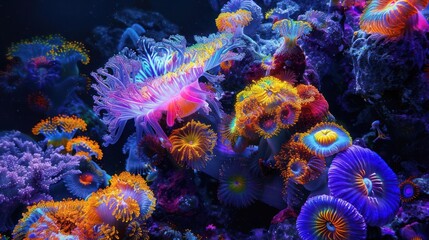 Wall Mural - a stunning cosmic reef with vibrant, unusual shapes.