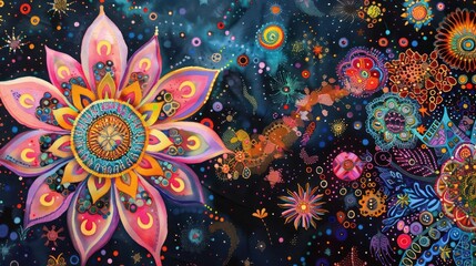 Wall Mural - a stunning cosmic tapestry with vibrant, intricate patterns.