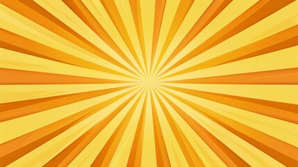 Sun ray or star burst comic radial lines background with vibrant yellow and orange beams, radiant light effect for dynamic pop art designs, retro style graphic ideal for comic book covers, manga illus