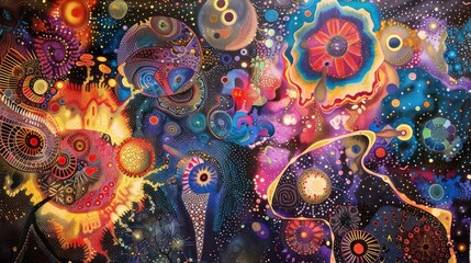 Wall Mural - a stunning cosmic tapestry with vibrant, intricate patterns.
