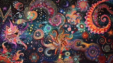 Wall Mural - a stunning cosmic tapestry with vibrant, intricate patterns.