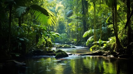 Canvas Print - Tranquil Jungle Stream.