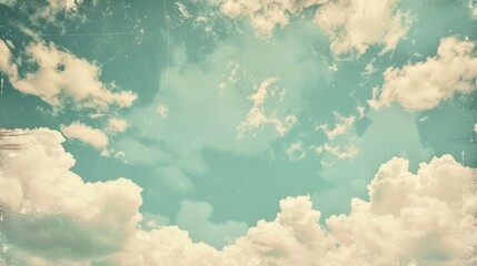 Wall Mural - vintage cloudy sky background with soft pastel tones and subtle texture – ideal for retro-themed des
