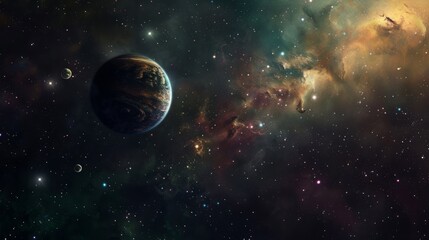 Wall Mural - breathtaking landscape wallpaper featuring a stunning view of deep space with twinkling stars, nebul