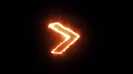 Poster - Glowing neon  fire right arrows on a black background. 3D rendering flashing direction indicators. Futuristic laser background