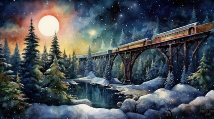 Wall Mural - bridge at night