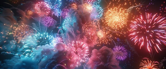 Colorful Fireworks Display Against The Night Sky