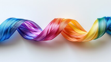 Poster - A vibrant rainbow ribbon twisted into a spiral on a white background, symbolizing unity and diversity