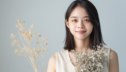 Wall Mural - Young Woman with Flowers