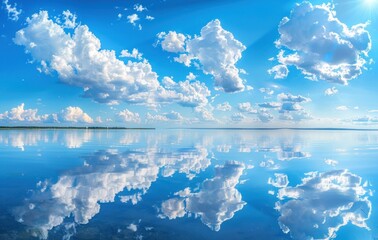 Wall Mural - Reflective Clouds Over a Still Lake