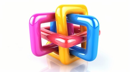 Poster - A colorful cube made of different colored squares. The cube is made of three different colors, red, yellow, and blue. The cube is a representation of unity and connection