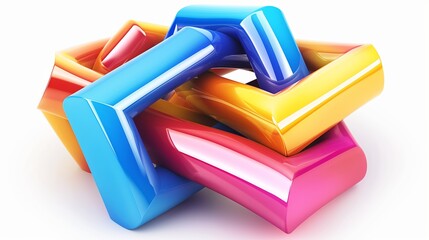 Poster - A colorful, multi-colored object with a blue square in the middle. The object is made of plastic and has a shiny, reflective surface. The colors of the object are bright and vibrant
