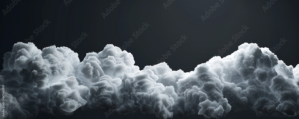 abstract white cloud texture isolated on black background
