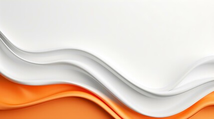 Wall Mural - A minimalistic and elegant banner template featuring smooth, flowing white and orange fabric waves on a soft background, ideal for business promotions and marketing materials.