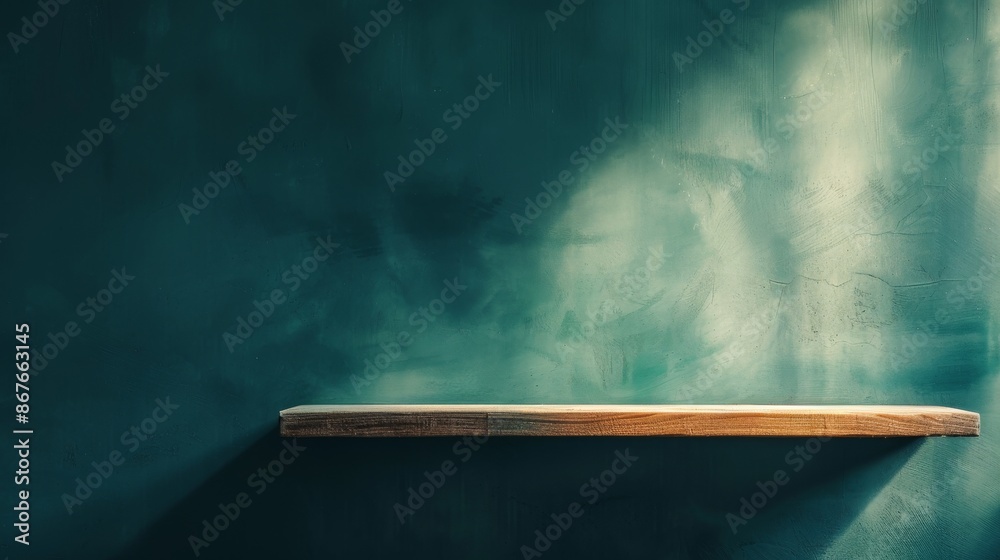 simple shelf on a dark green background natural light of sunset Casting ...