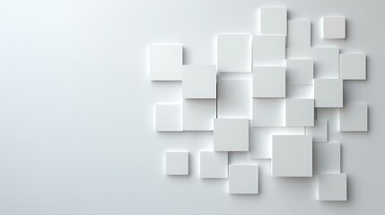 Wall Mural - A minimalistic and elegant business banner template featuring abstract white square tiles arranged in a geometric pattern