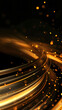 © sungedi - Vector illustration of golden dynamick lights linze effect isolated on black color background. Abstract background for science, futuristic, energy technology concept. Digital image lines with light