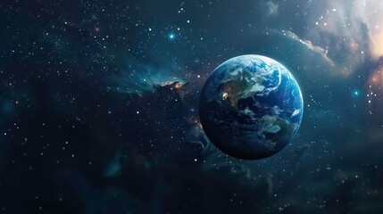 Wall Mural - earth globe on the galaxy background. space arts. astronomy and science concept. earth hour and eart