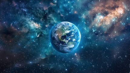 Wall Mural - earth globe on the galaxy background. space arts. astronomy and science concept. earth hour and eart