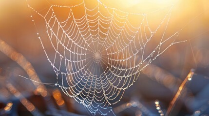 Dew on spider web delicate morning