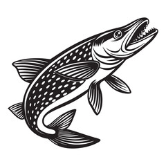 Wall Mural - northern pike black silhouette vector