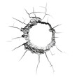 © Yeti Studio - Bullet hole with cracked, jagged edges, cut out