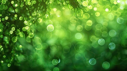 Canvas Print - green abstract bokeh backgrounds with copy space image. generative ai