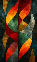 Poster - This image features an abstract design with colorful wavy patterns that would serve as a dynamic wallpaper or background