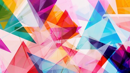 Poster - Bright, multicolored triangles form a captivating abstract mosaic, perfect for a modern and artistic wallpaper or background