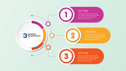 Wall Mural - Modern circle infographic with 3 steps, process or options.