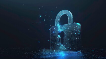 Poster - Padlock With Keyhole icon in personal data security Illustrates cyber data or information privacy idea. blue color abstract hi speed internet technology