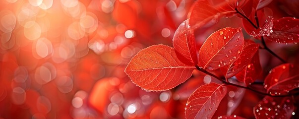 Wall Mural - background with close up of red autumn leaves