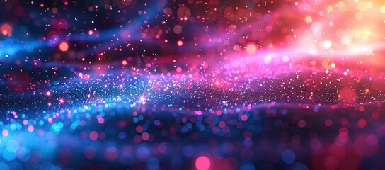 Canvas Print - Abstract Glitter Background with Blue and Pink Lights