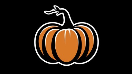 An image of a stylized orange pumpkin set against a dark background, highlighting the contrast and emphasizing the bold, graphic nature of the pumpkin's design.