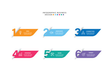 Poster - Creative concept for infographic with 6 steps, options, parts or processes. Business data visualization
