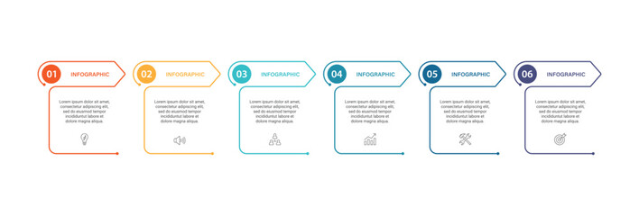 Poster - Vector Infographic label design template with icons and 6 options or steps. Can be used for process diagram, presentations, workflow layout, banner, flow chart, info graph.