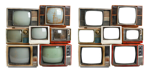 Wall Mural - Retro TV boxes cut out with frame screen cut out