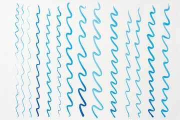 Wall Mural - short wavy lines in blue on paper with micro perforations