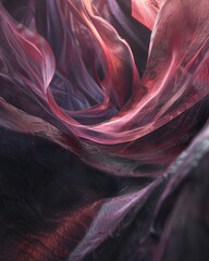 Poster - Red swirling fabric forms an elegant abstract wallpaper and background, evoking feelings of passion and movement