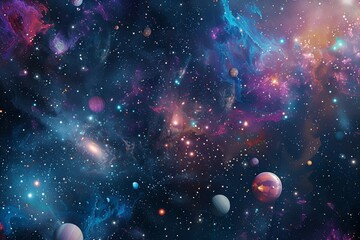 Wall Mural - cosmic symphony - celestial bodies dance in a starry night