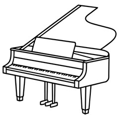 Aufkleber - Hand-drawn cartoon artwork of a piano