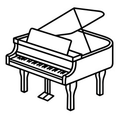 Aufkleber - Hand-drawn cartoon artwork of a piano